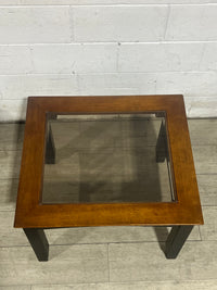 End Table - Brown/Black - Glass Insert Top