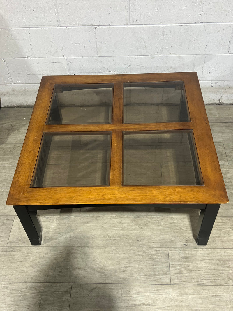 Coffee Table - Brown/Black - Glass Insert Top