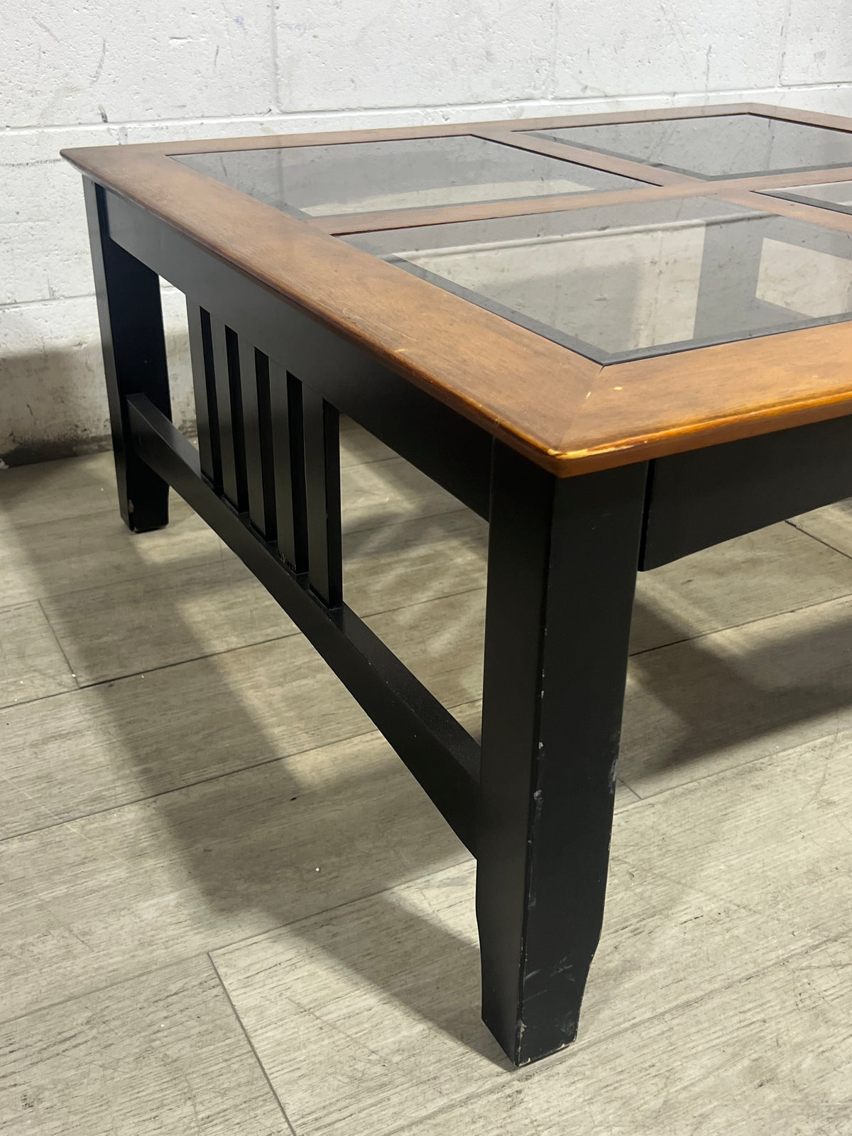 Coffee Table - Brown/Black - Glass Insert Top