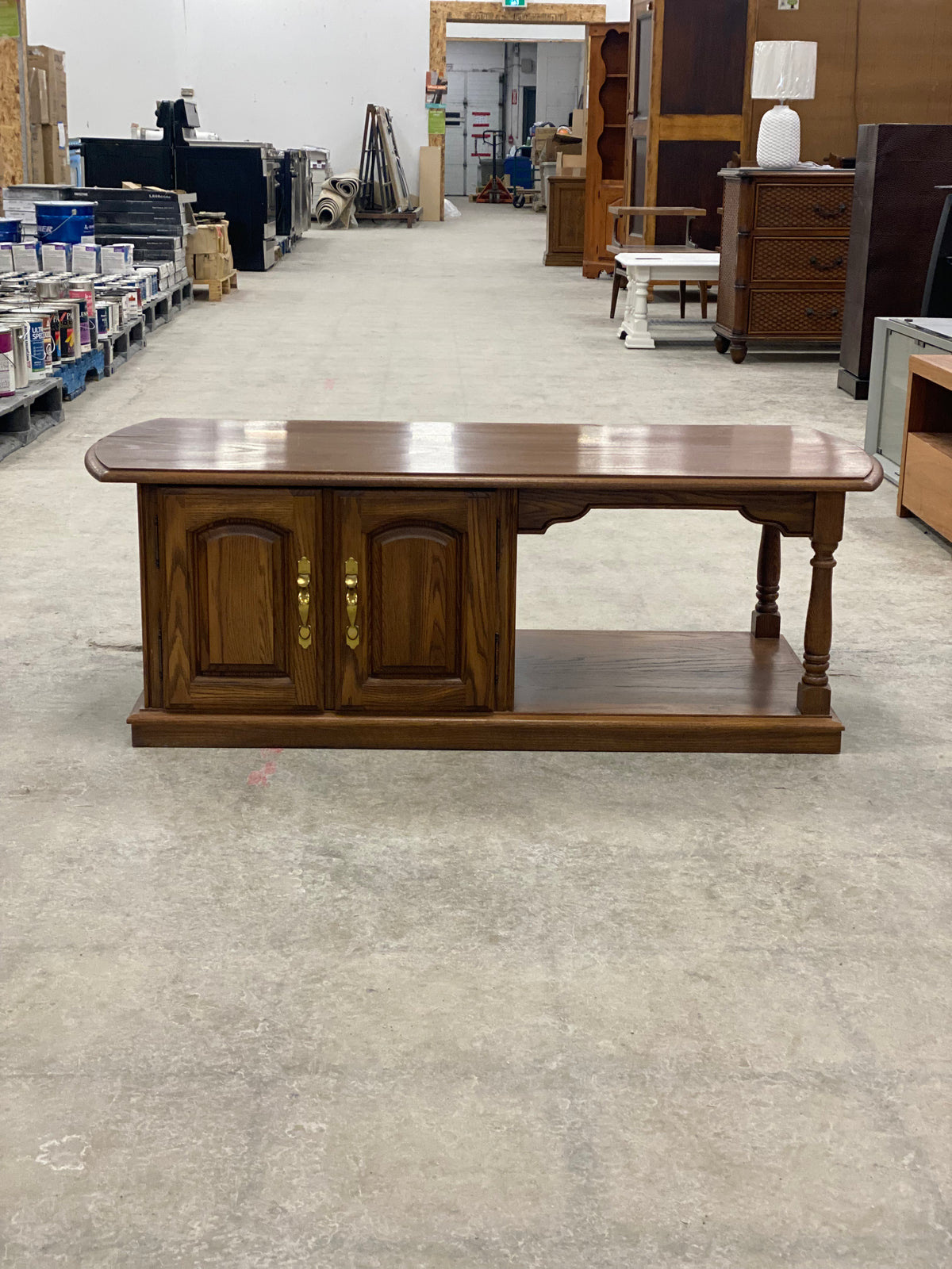 Solid Wooden Coffee Table with Storage Cabinet