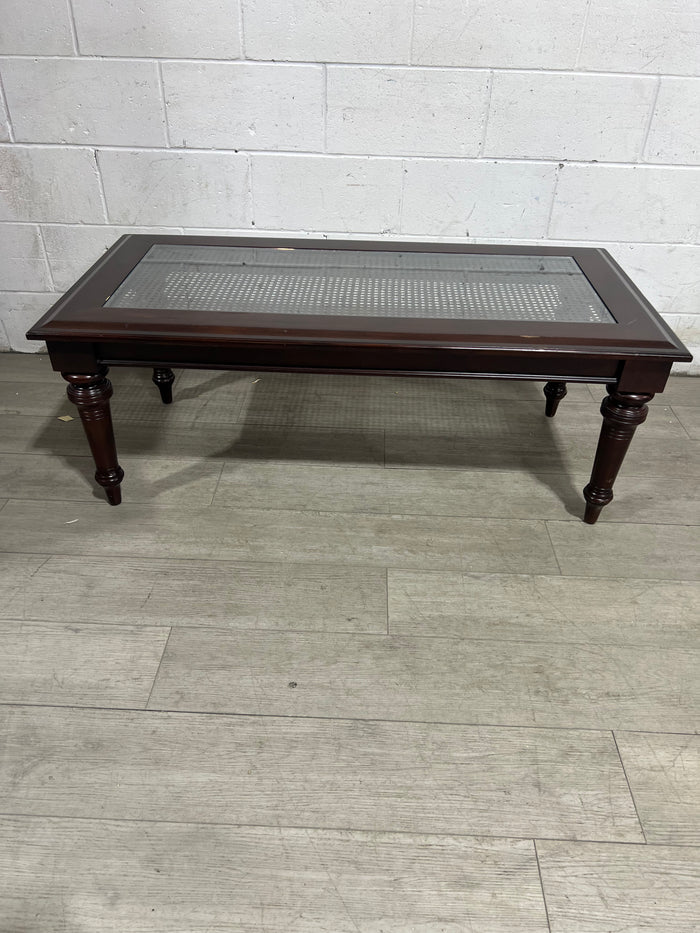 Dark Brown Coffee Table With Glass Inserts