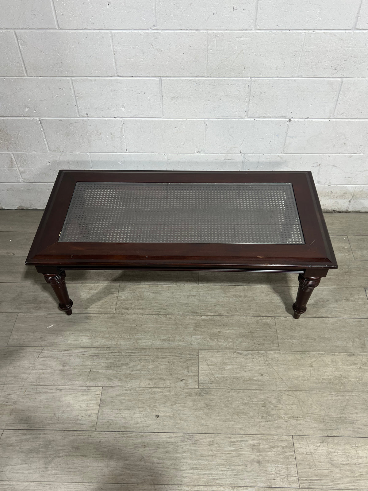 Dark Brown Coffee Table With Glass Inserts