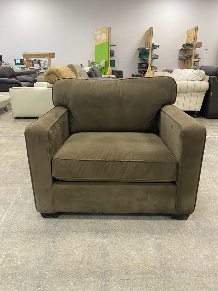 Chenille Olive Green Armchair