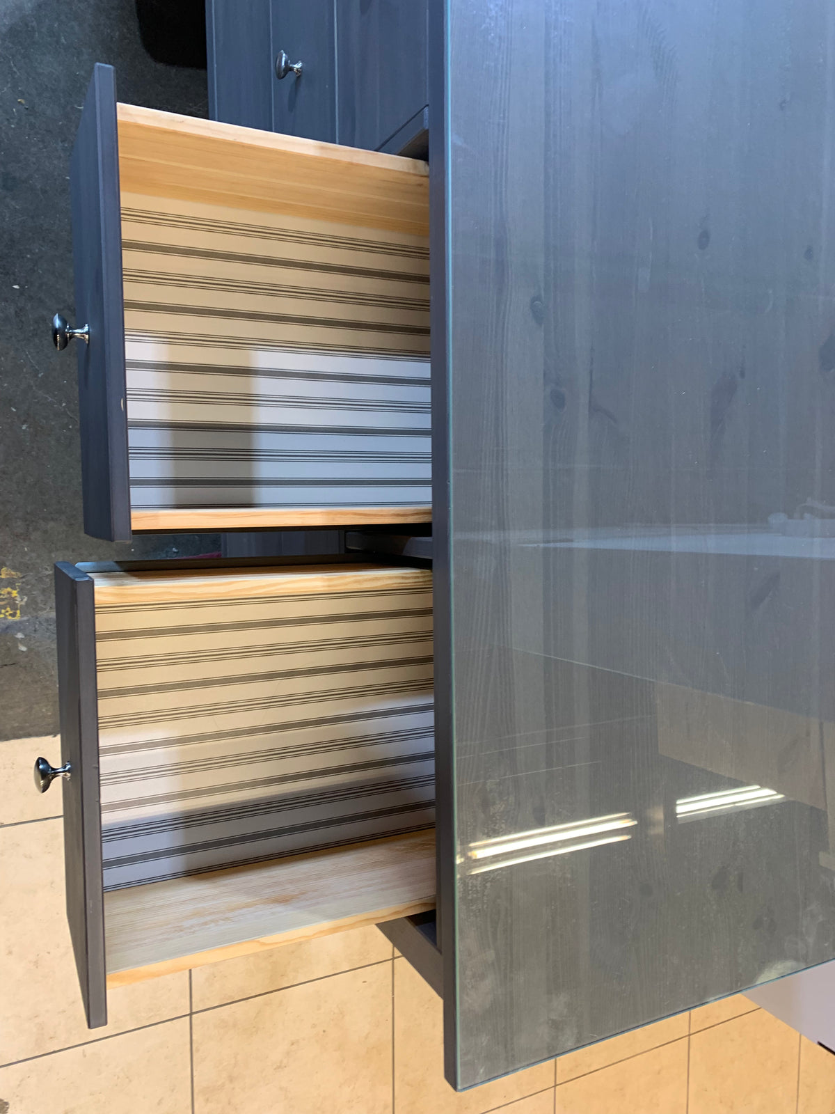 Grey Glasstop Dresser