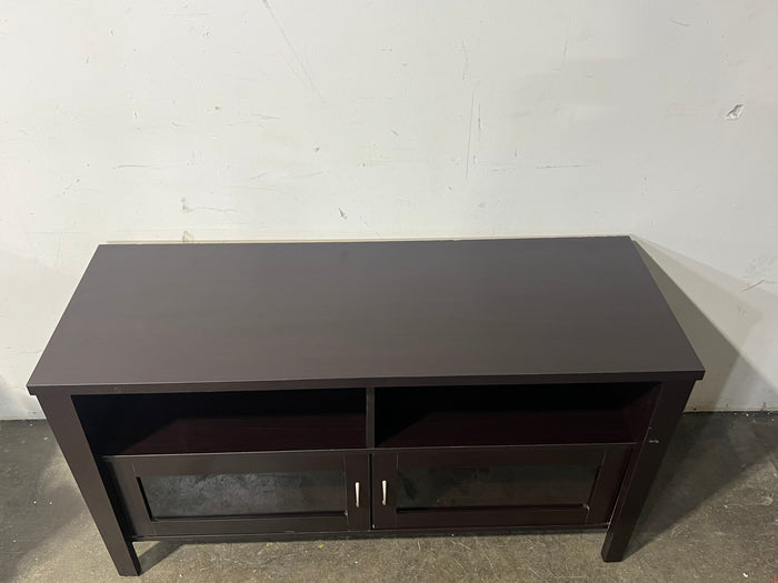 Brown TV Stand - With 2 Glass Doors