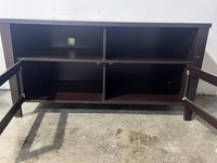 Brown TV Stand - With 2 Glass Doors