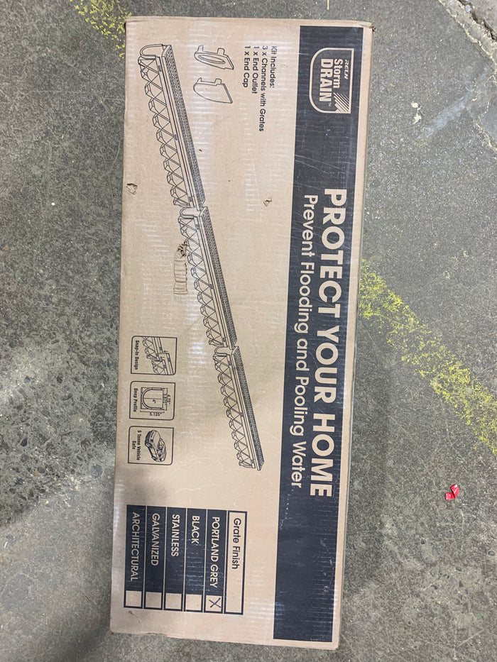 RELN Storm Drain Series Channel Drain Kit with Portland Grey Grate (3-Pack)