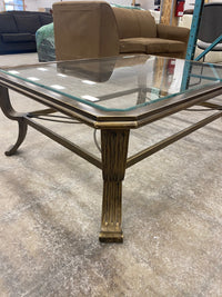 Brass Glass Coffee Table with Braided Base