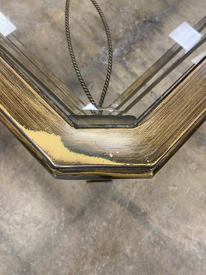 Brass Glass Coffee Table with Braided Base