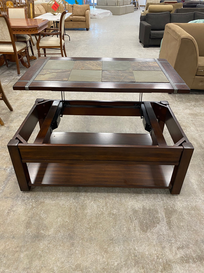 Slate Inlay Lift Top Coffee Table