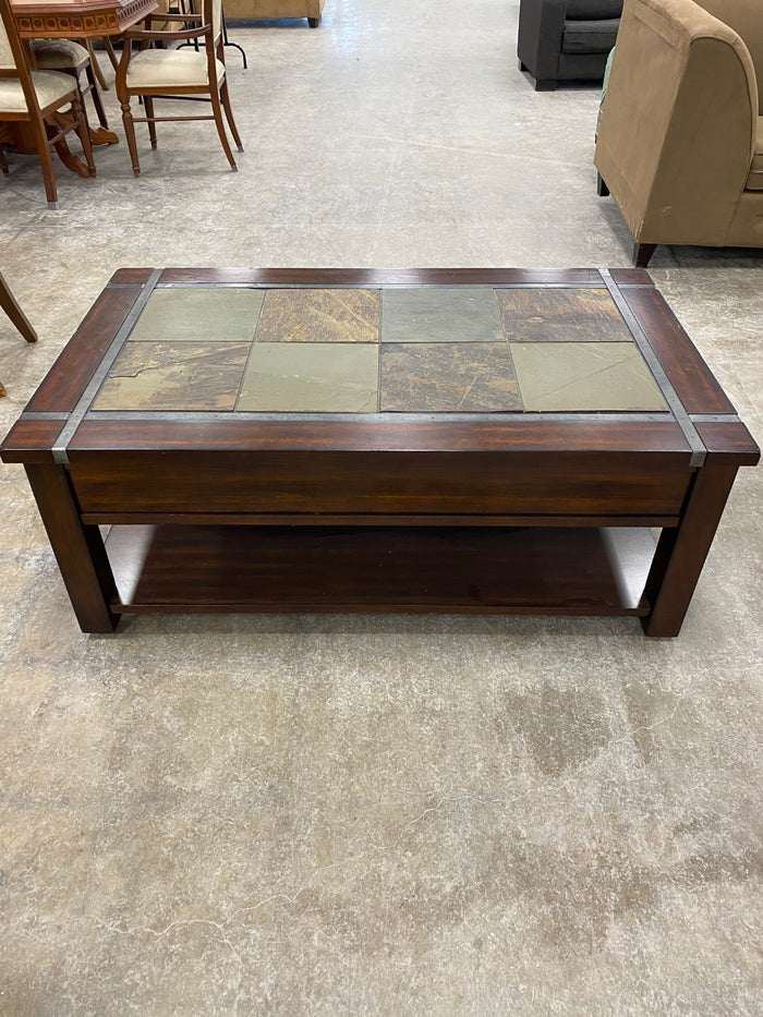 Slate Inlay Lift Top Coffee Table