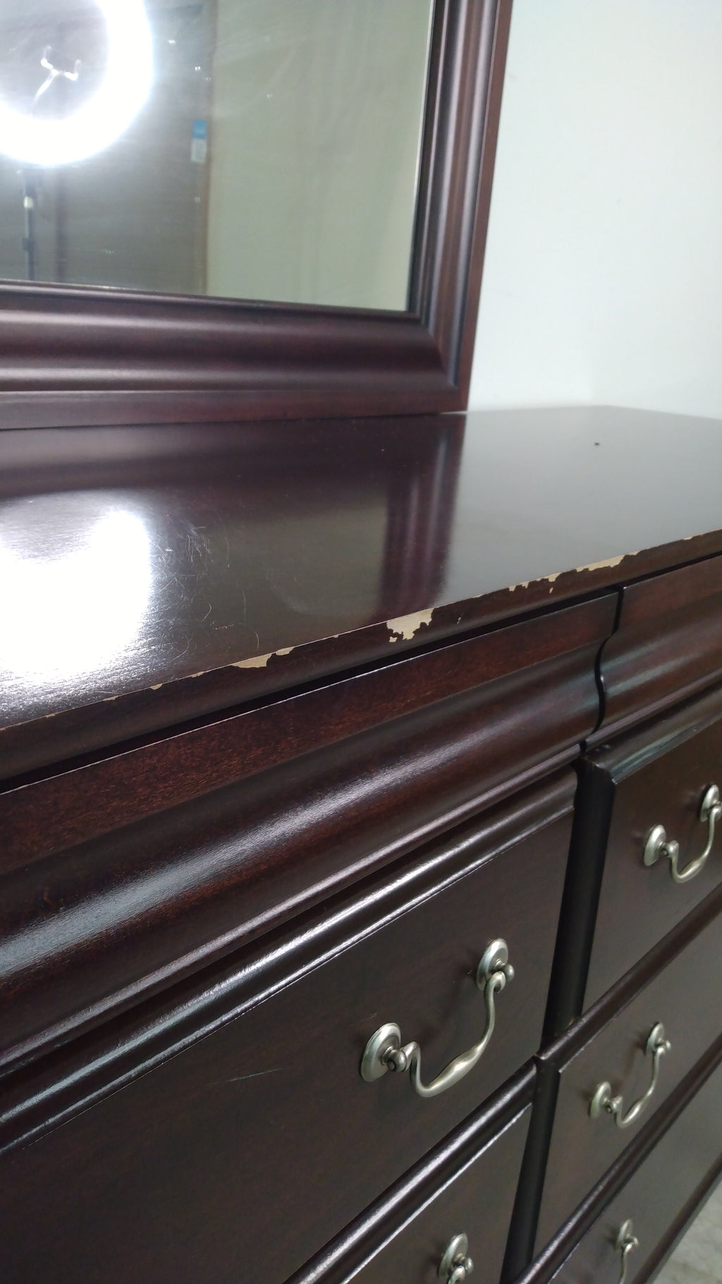 Dark Brown Bassett Dresser with Mirror