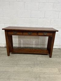 Brown Console Table With 3 Drawers