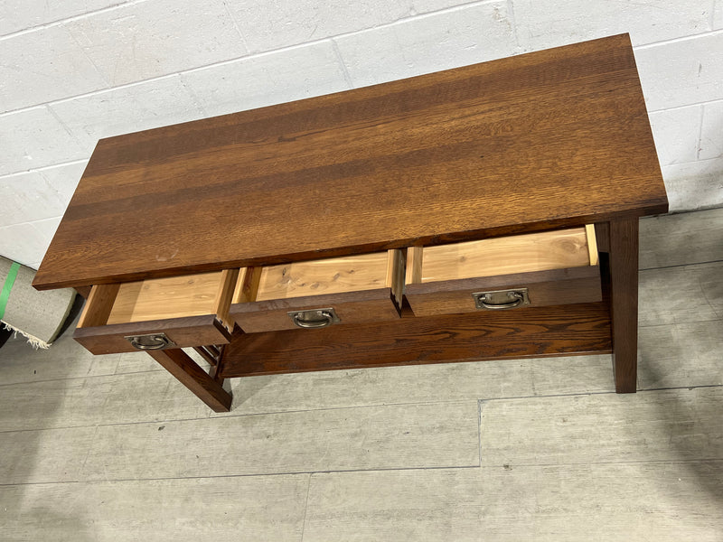 Brown Console Table With 3 Drawers