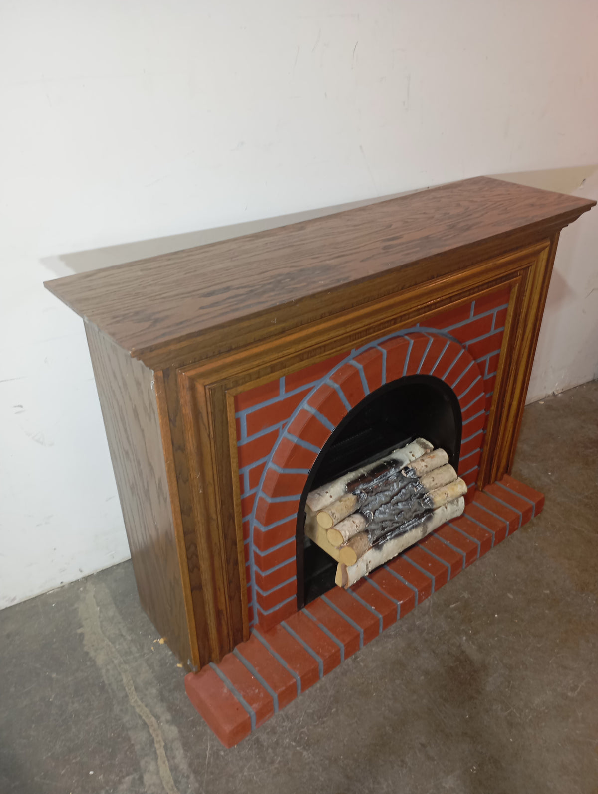 SEARS 54"W Faux Red Brick Fireplace With Air Heater