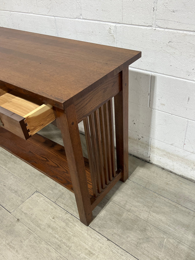 Brown Console Table With 3 Drawers