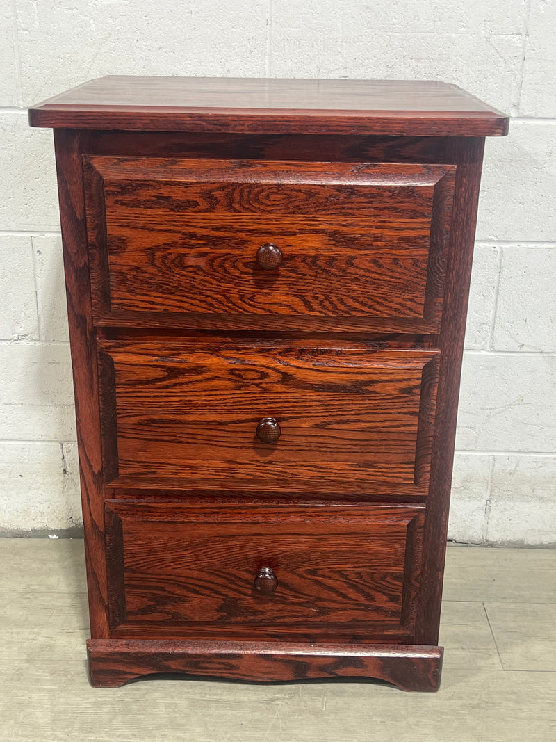 Cherry Wood 3-Drawer Nightstand