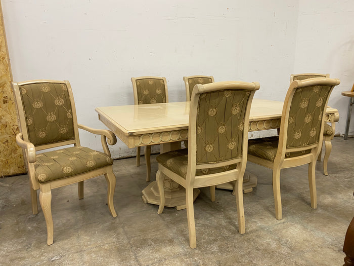 Cream & Green Dining Set w/ 2 Leaves