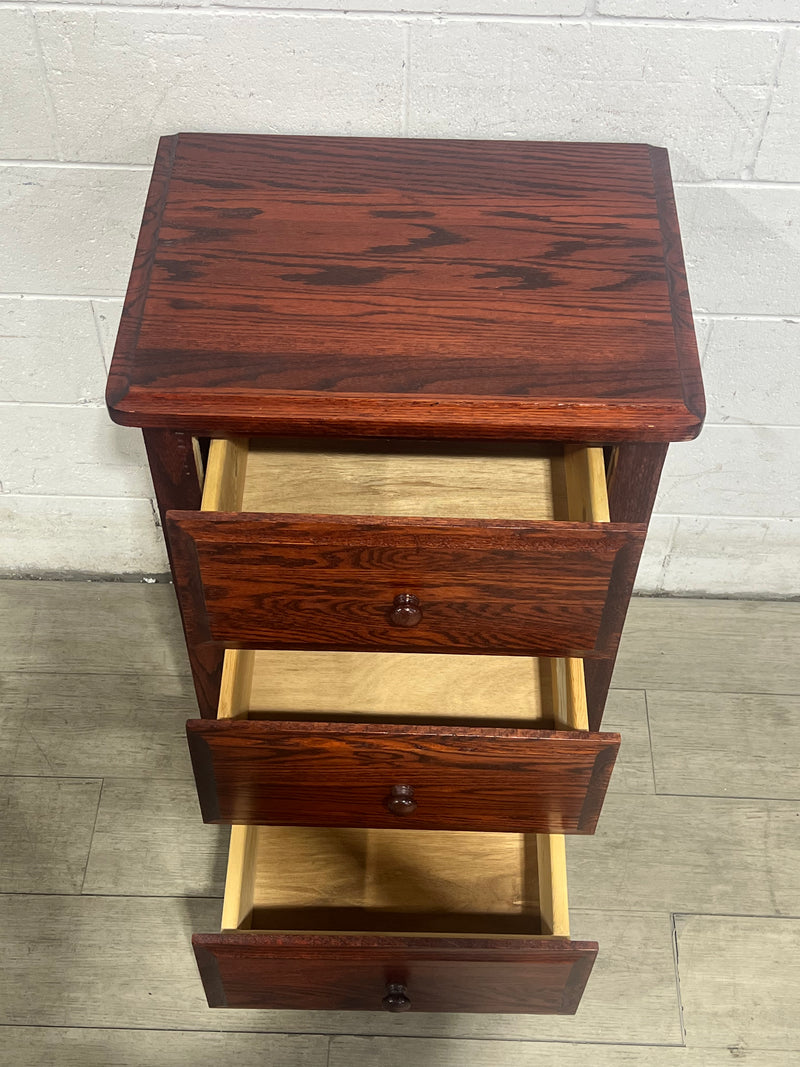 Cherry Wood 3-Drawer Nightstand