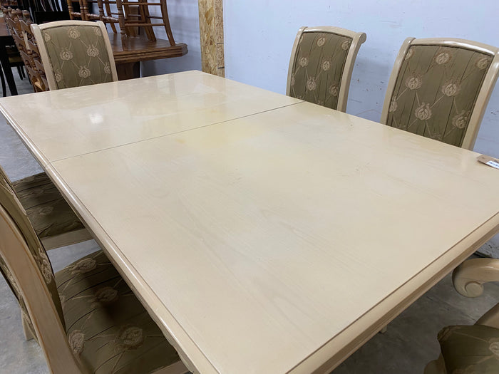 Cream & Green Dining Set w/ 2 Leaves
