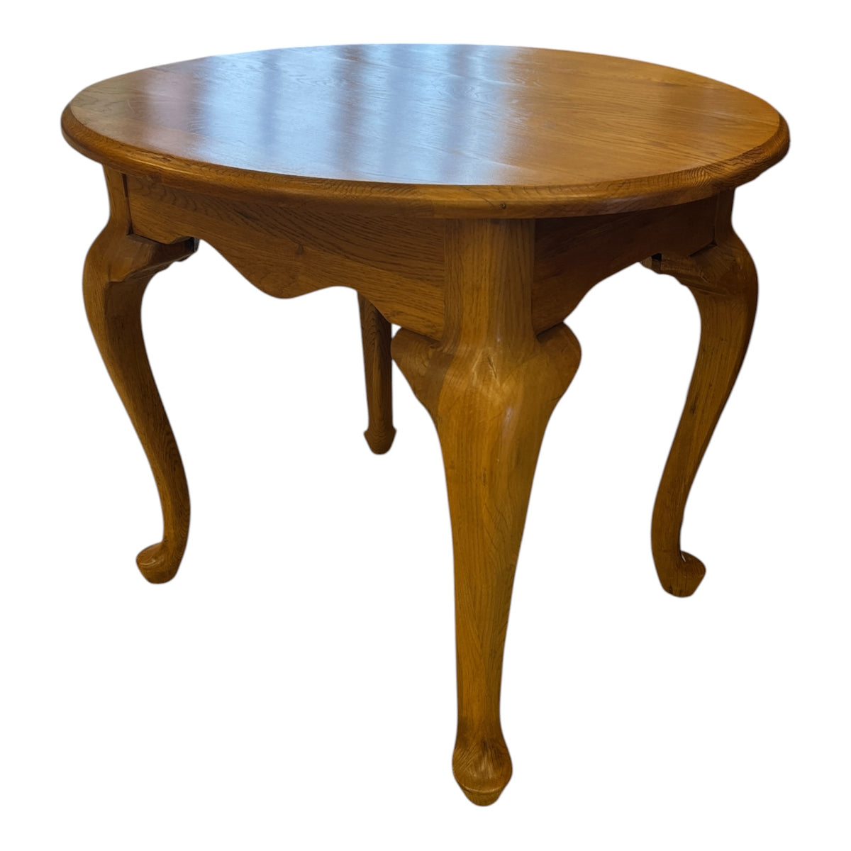 Oak Toned Round End Table