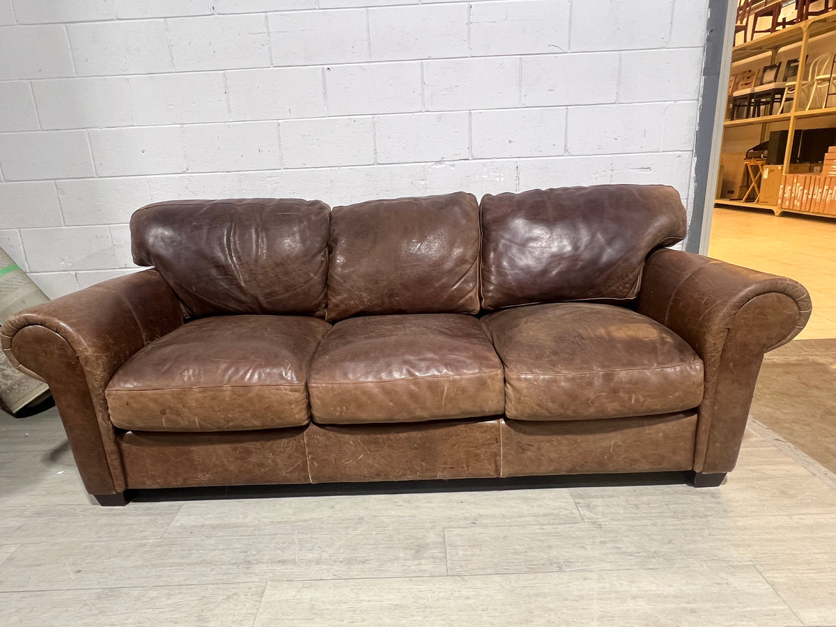 Distressed Leather 3-Seater Sofa