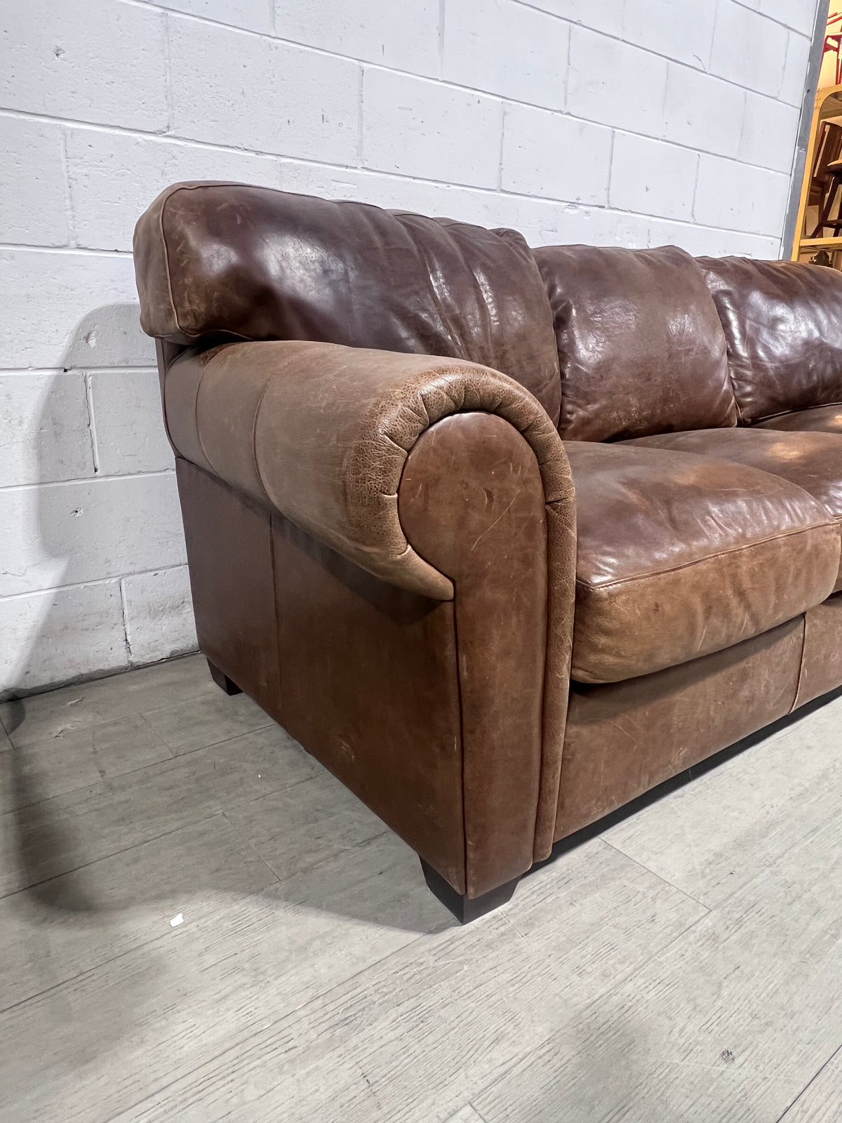 Distressed Leather 3-Seater Sofa