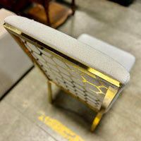39-inch H Elegant Gold Honeycomb Dining Chair in Grey Fabric