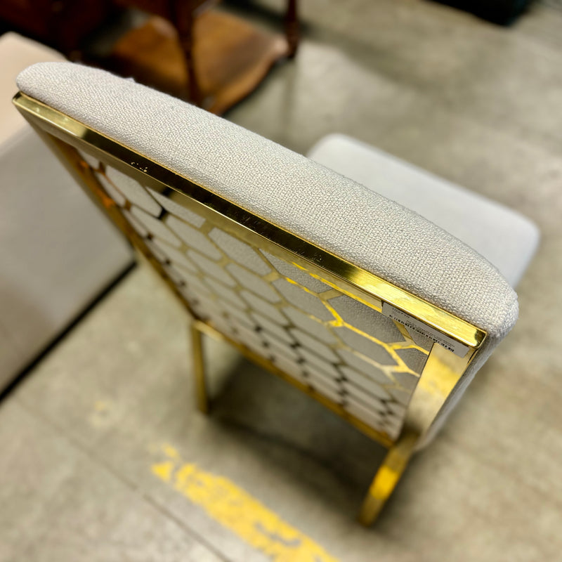 39-inch H Elegant Gold Honeycomb Dining Chair in Grey Fabric
