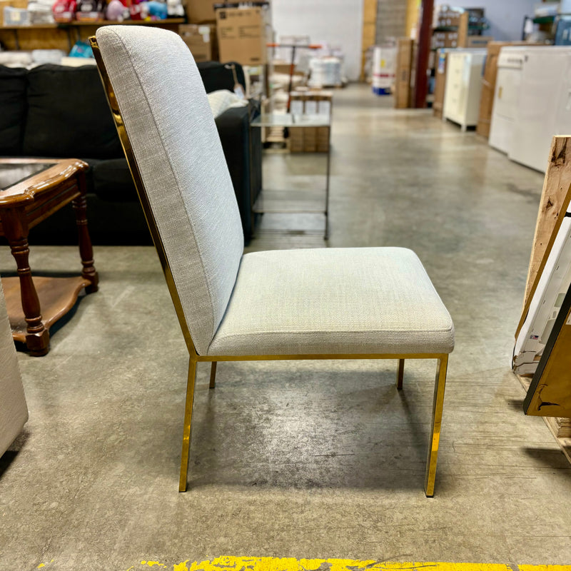 39-inch H Elegant Gold Honeycomb Dining Chair in Grey Fabric