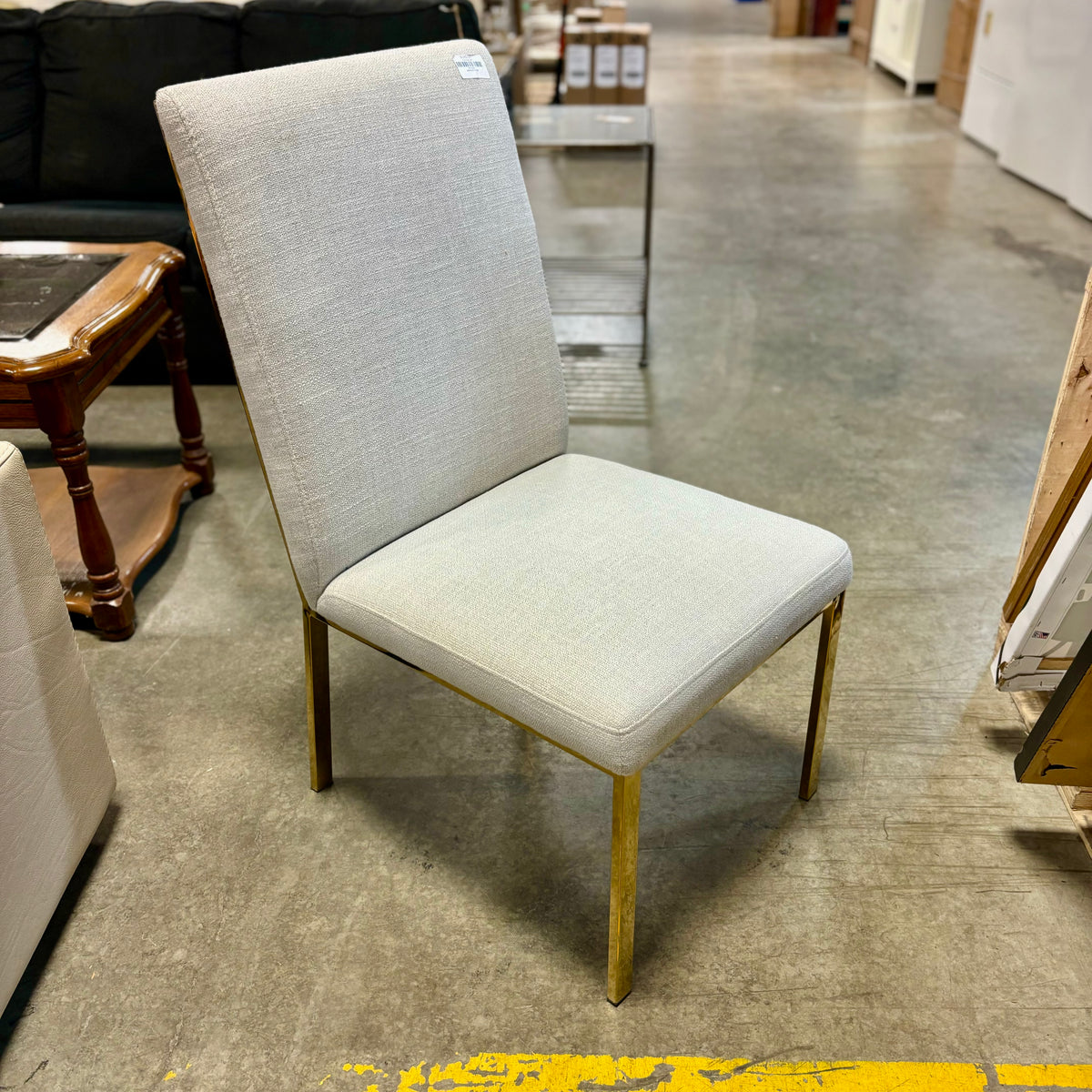 39-inch H Elegant Gold Honeycomb Dining Chair in Grey Fabric