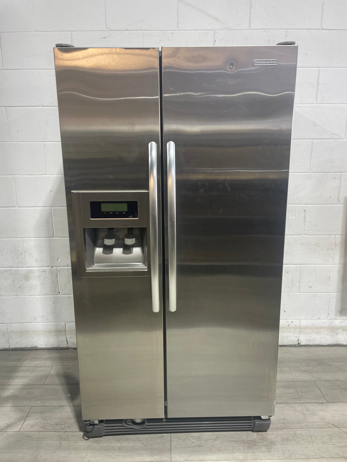 36"W grey kitchen aid fridge
