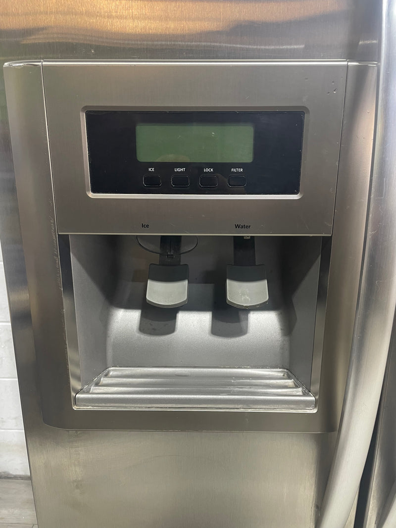 36"W grey kitchen aid fridge