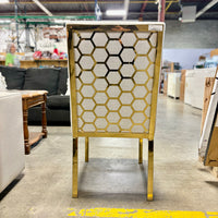 39-inch H Elegant Gold Honeycomb Dining Chair in Grey Fabric