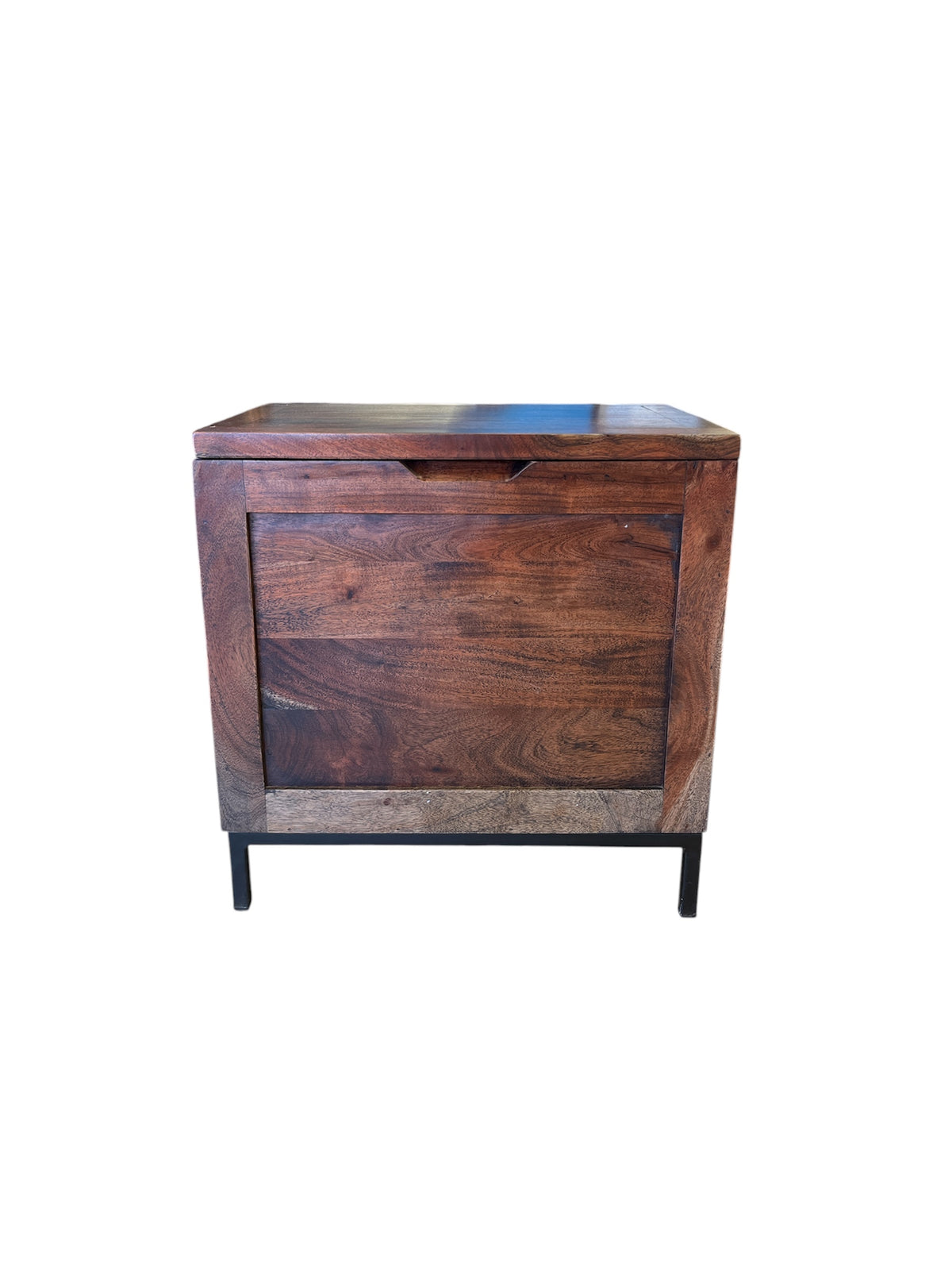 Acacia Wood Side Table Storage Chest