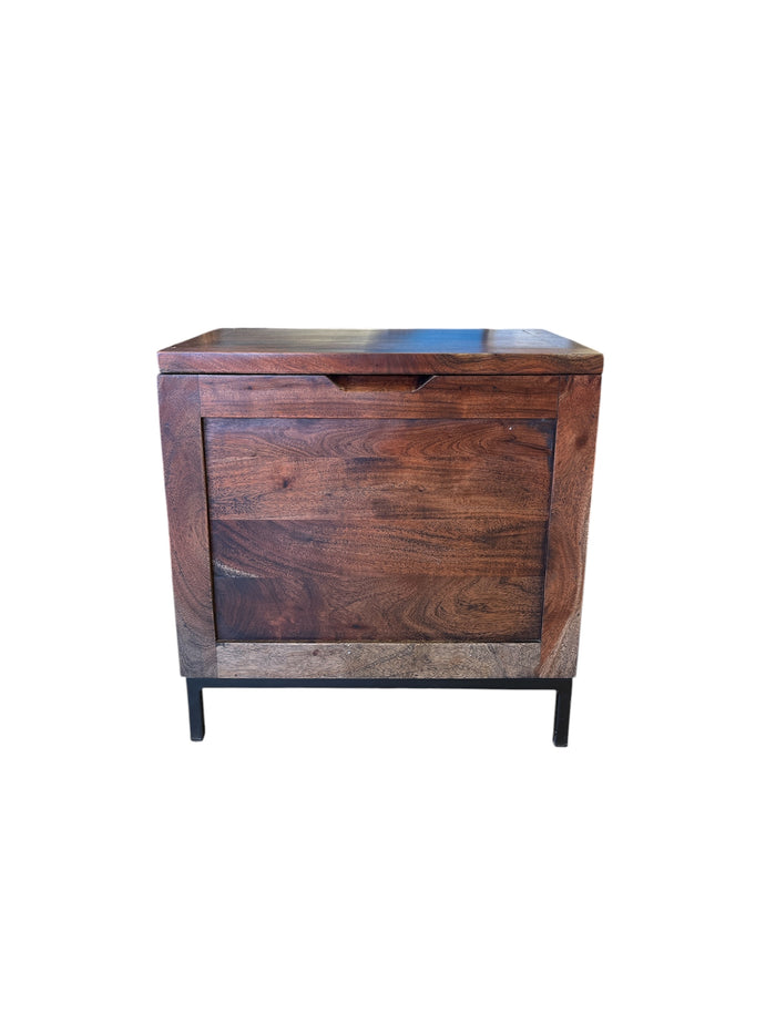 Acacia Wood Side Table Storage Chest