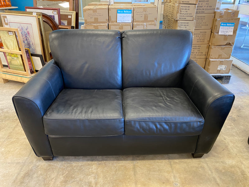 Black Faux Leather Loveseat