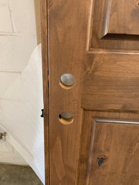 Krosswood Doors 36 in. x 80 in. Rustic Left Hand Knotty Alder Arch Top Provincial Stain Prehung Wood Front Door