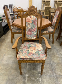 5 Piece Oak Floral Dining Set