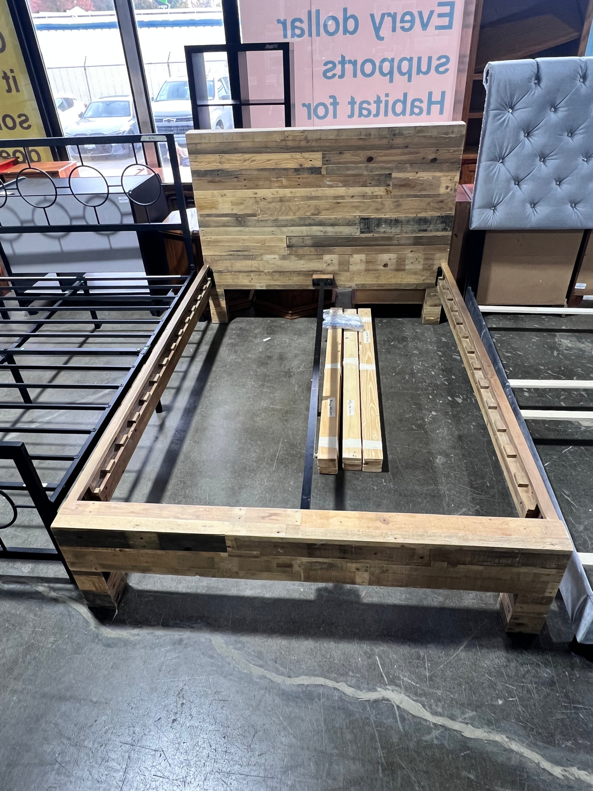 Reclaimed Wood Style Double Bedframe