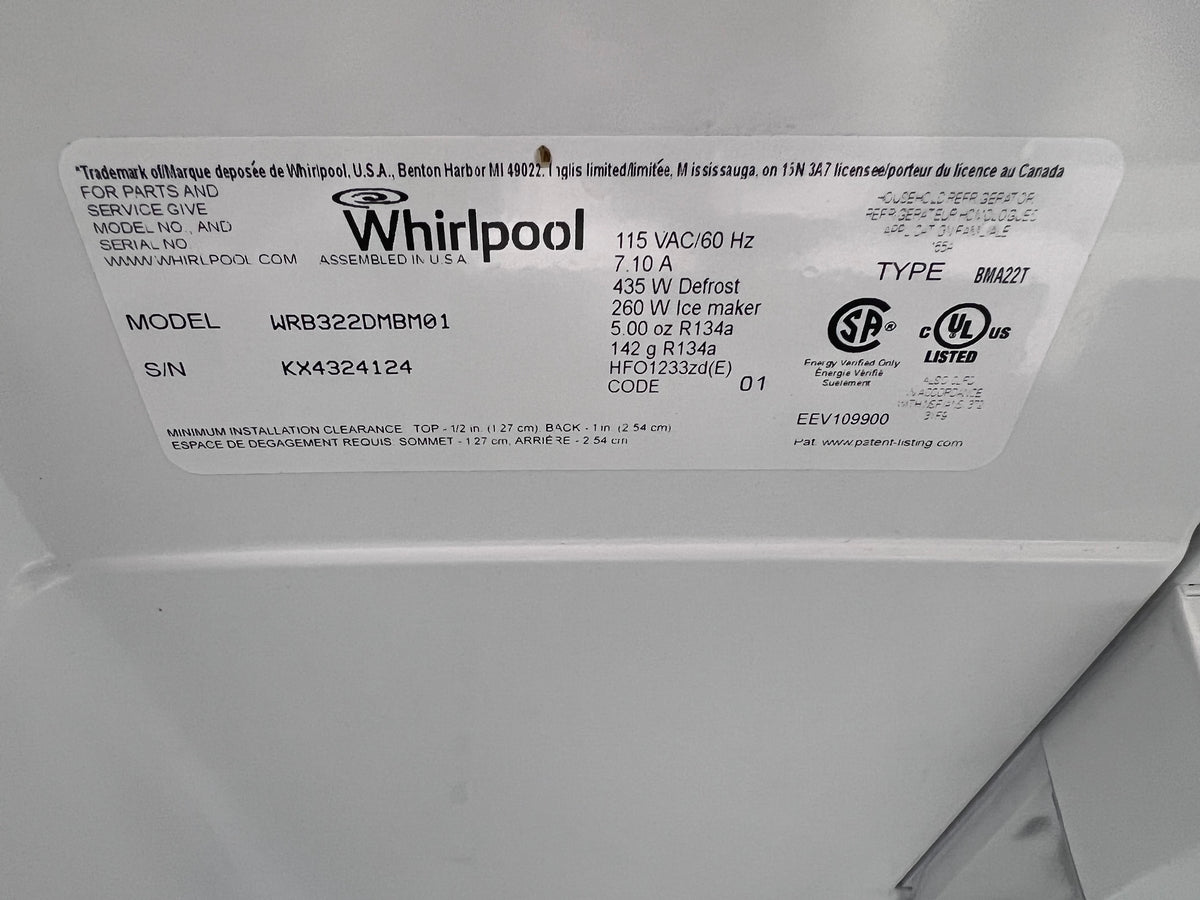 Whirlpool Stainless Steel Bottom Freezer Refrigerator 33ihch