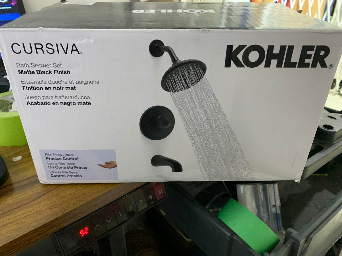 KOHLER Cursiva Single-Handle 3-Spray Tub and Shower Faucet in Matte Black (Valve Included)