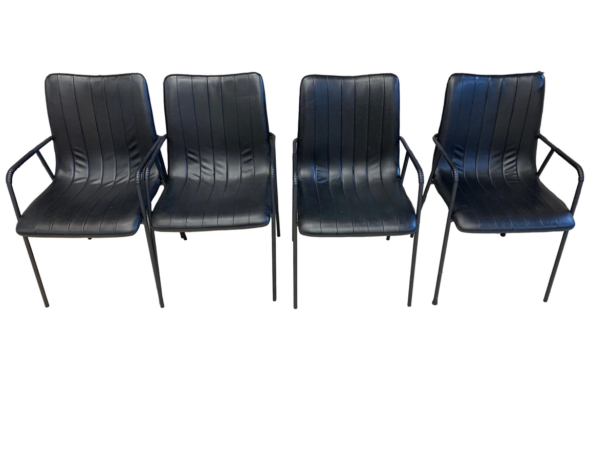 Set of 4 Black Faux Leather Chairs