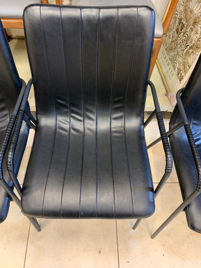 Set of 4 Black Faux Leather Chairs