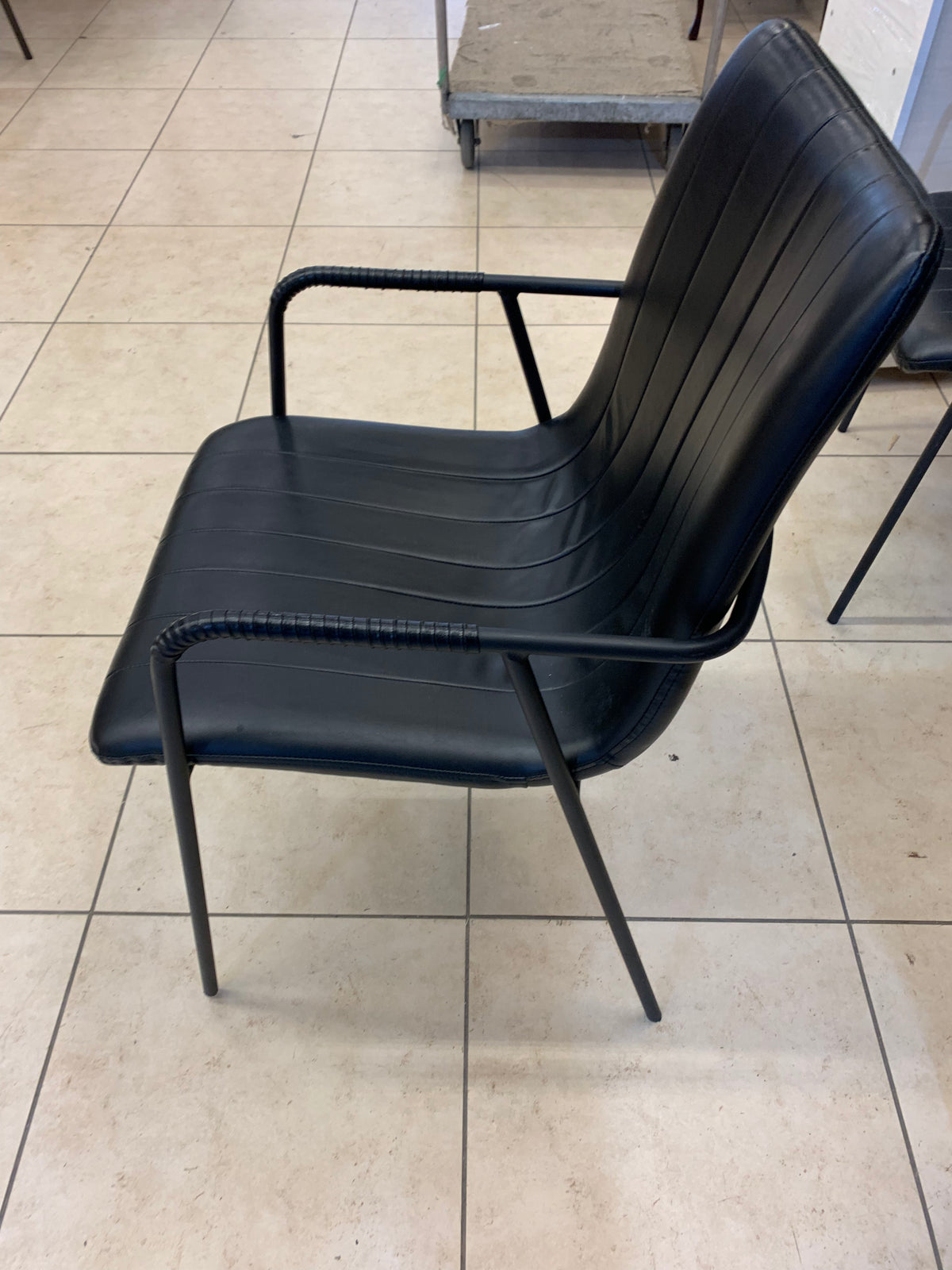 Set of 4 Black Faux Leather Chairs