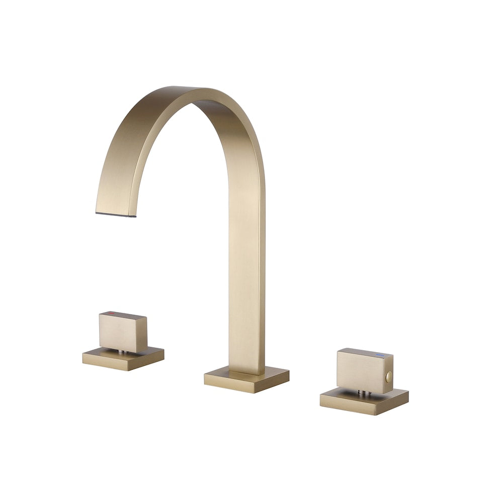 Widespread Bathroom Sink Faucet with 2 Handle in Brushed Gold