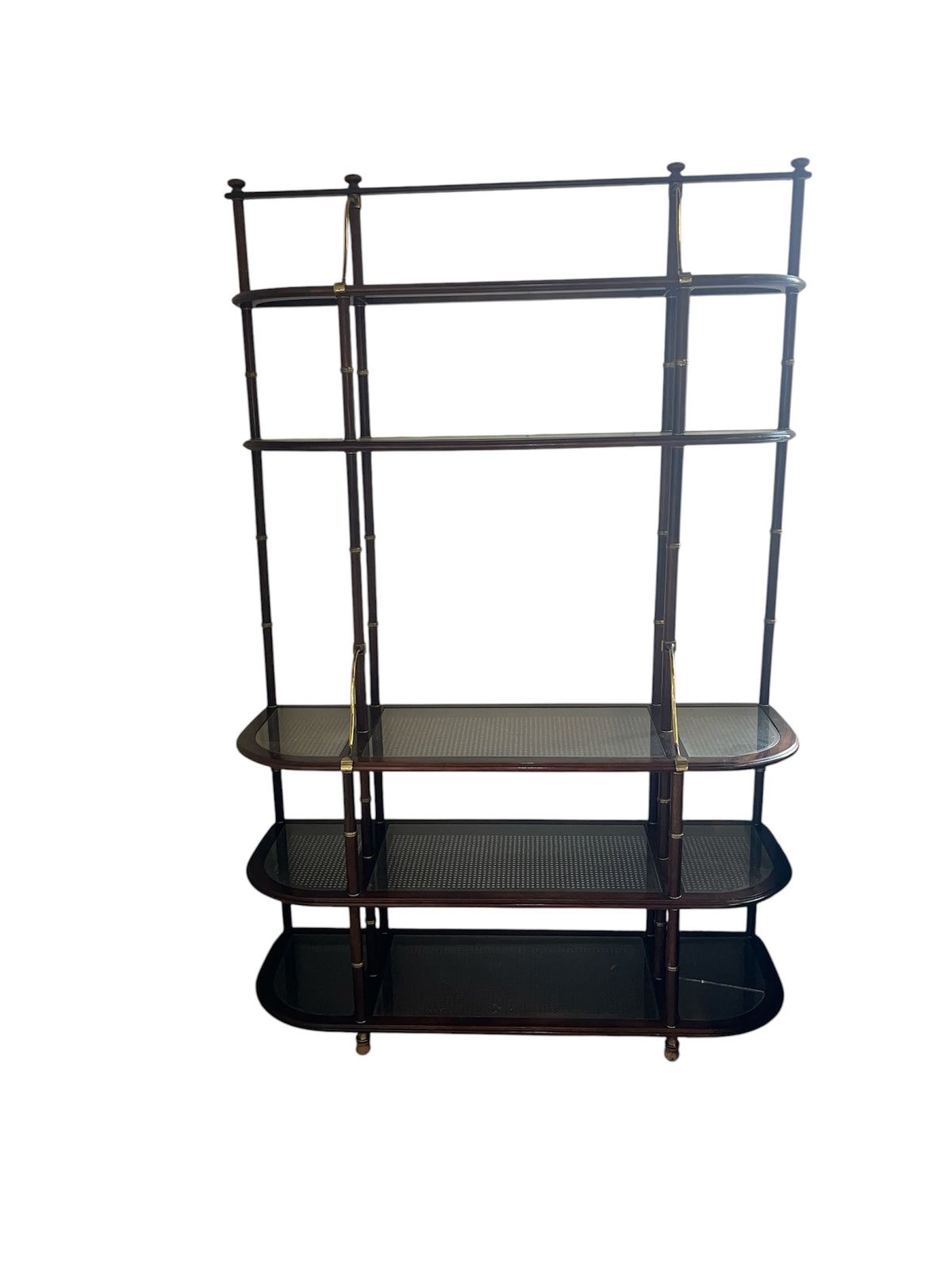Brass Accent Mid Century Style Display Shelf