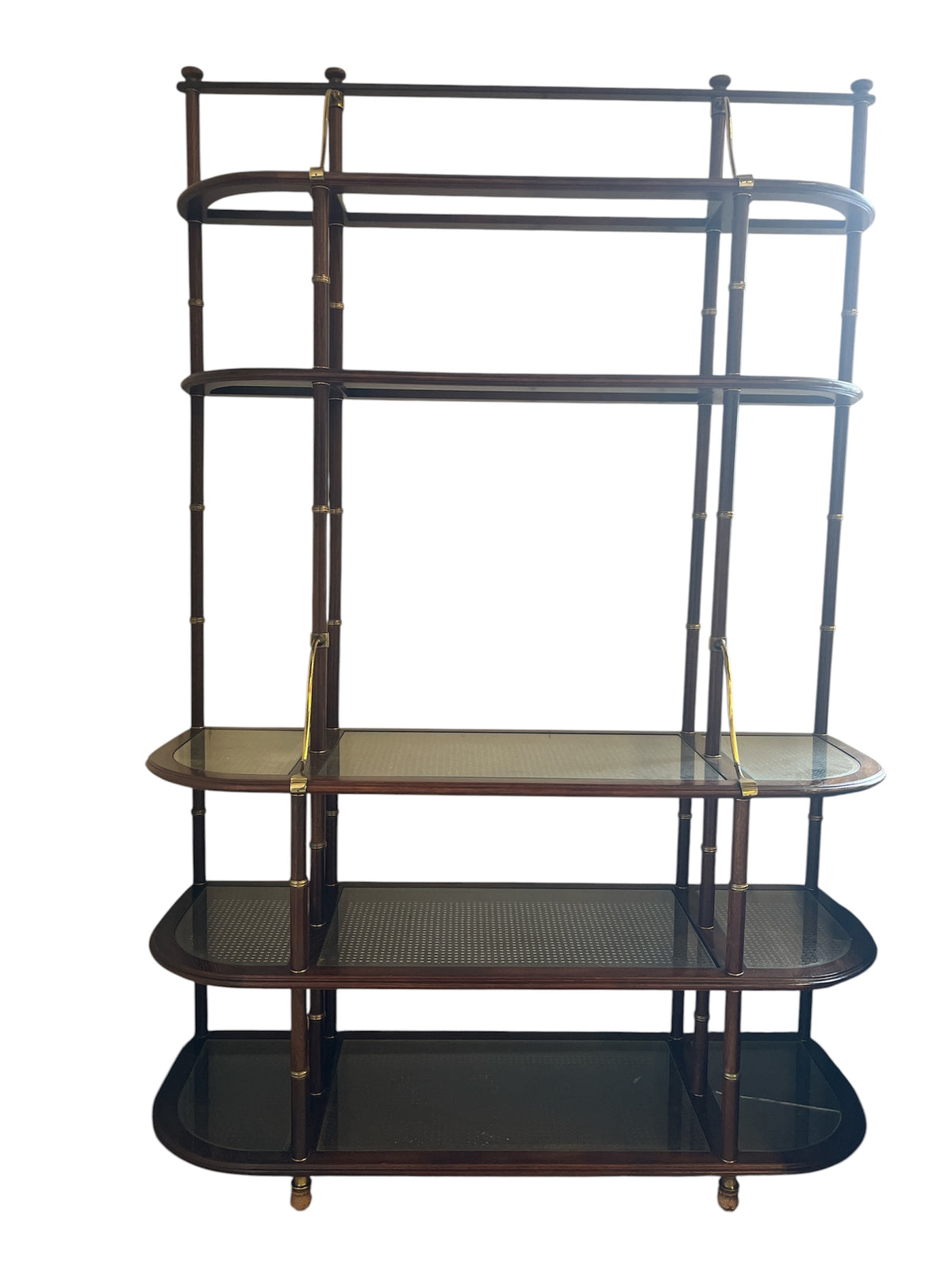 Brass Accent Mid Century Style Display Shelf