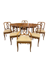 Queen Anne Style Dining Table with 6 Chairs and Leaf