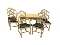 Light Oak Tone Expandable Dining Table with 6 Chairs